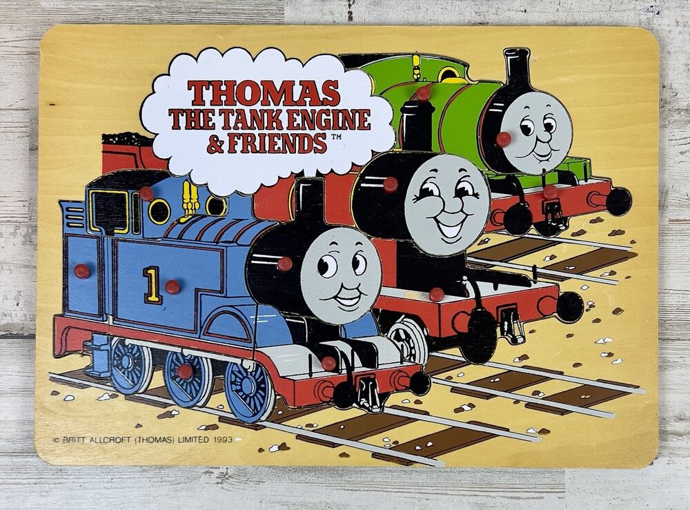 Vintage 1993 Thomas The Tank Engine & Friends Wooden Tray Puzzle Britt Allcroft